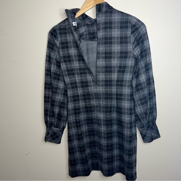 CALVIN KLEIN Women’s Zippered Plaid Cuffed Sleeve Mock Neck Short Shift Dress 4P - Picture 5 of 13